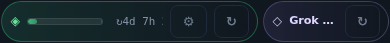 Header usage meters and freshness; no account identifiers