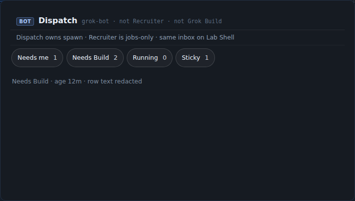 Needs Build age line on the shell board; row text redacted